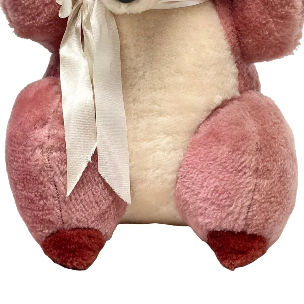 Vintage Ace Novelty Co. Pink Maroon Raccoon Plush Stuffed Animal Toy 12